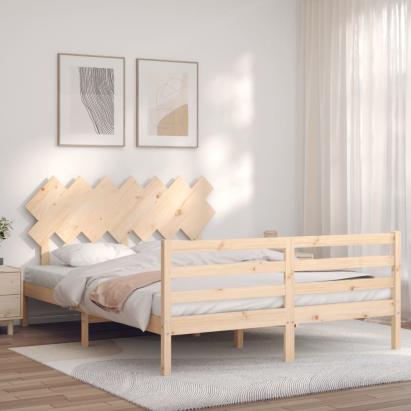 Cadru de pat cu tăblie, king size, lemn masiv GartenMobel Dekor