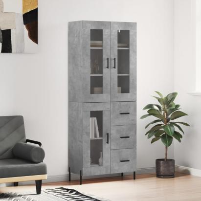 Dulap înalt, gri beton, 69,5x34x180, lemn compozit GartenMobel Dekor