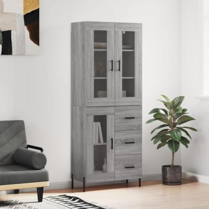 Dulap înalt, gri sonoma, 69,5x34x180 cm, lemn compozit GartenMobel Dekor