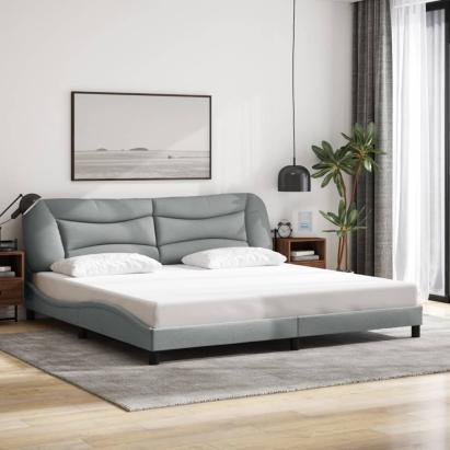 Cadru de pat fără saltea, gri deschis, 200x200 cm, textil GartenMobel Dekor