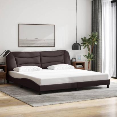 Cadru de pat fără saltea, maro închis, 200x200 cm, textil GartenMobel Dekor