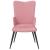 Scaun de relaxare cu taburet, roz, catifea GartenMobel Dekor