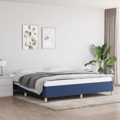 Cadru de pat fără saltea, albastru, 200x200 cm, textil GartenMobel Dekor