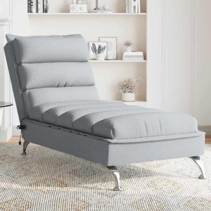 Șezlong de masaj cu perne, gri deschis, material textil GartenMobel Dekor