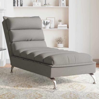 Șezlong de masaj cu perne, gri taupe, material textil GartenMobel Dekor