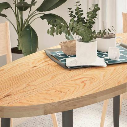 Blat de masă 140x60x4 cm lemn masiv de stejar oval GartenMobel Dekor