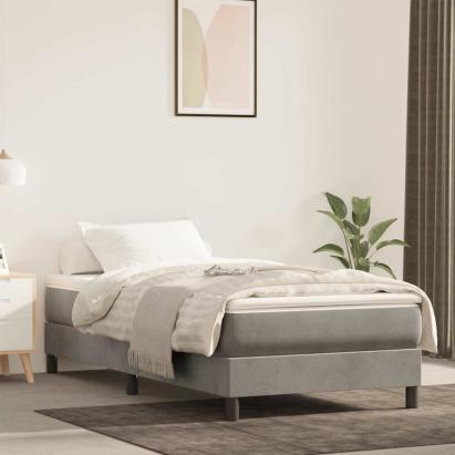 Saltea de pat cu arcuri, gri deschis, 100x220x20 cm, catifea GartenMobel Dekor