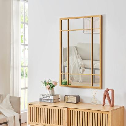 Oglinda de perete, en.casa, Colobraro, 90 x 60 cm, mdf, auriu, dreptunghiulara HausGarden Leisure