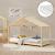 Pat copii, en.casa, PXSD-0002 Brome HKSM, 200 x 90 cm, brad, spuma rece, natur, cu saltea HausGarden Leisure