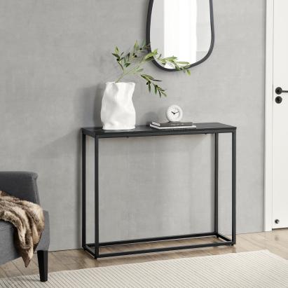 Masa, en.casa, PXXM-0077 Kittila, 80 x 100 x 30 cm, metal, mdf, efect marmura, negru HausGarden Leisure