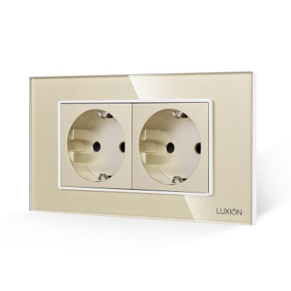 Priza Dubla cu Rama din Sticla LUXION, Standard Italian, 4M SmartElectro IntelligentHouse