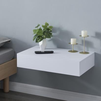 Raft, en.casa, PXWK-0005 Karsamaki, 60 x 35 x 12 cm, mdf, alb, 5 kg, montabil pe perete, cu sertar incorporat HausGarden Leisure