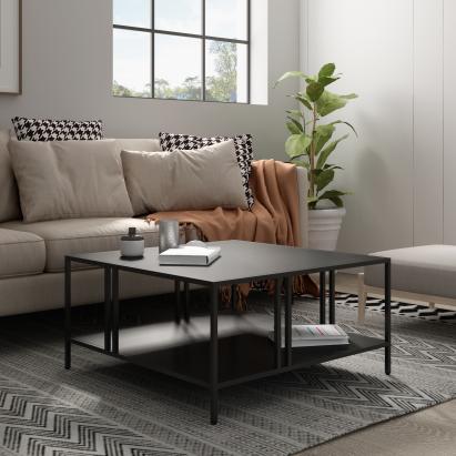 Masuta cafea Kumlinge 40x80x80cm metal negru [en.casa] HausGarden Leisure