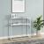 Masa consola Kuhmo 80x80x30cm metal alb cu blat sticla [en.casa] HausGarden Leisure