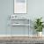 Masa consola Kuhmo 80x80x30cm metal alb cu blat sticla [en.casa] HausGarden Leisure