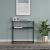 Masa consola Kuhmo 80x80x30cm metal negru cu blat sticla [en.casa] HausGarden Leisure