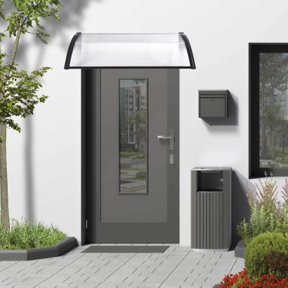 Copertina, en.casa, ACVD-07017 Vordach, 100 x 100 cm, policarbonat, aluminiu, plastic, negru, transparent HausGarden Leisure