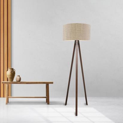 Lampa de podea Newport 140 cm 1 x E27  mdf textil 20 W maro maro deschis [lux.pro] HausGarden Leisure