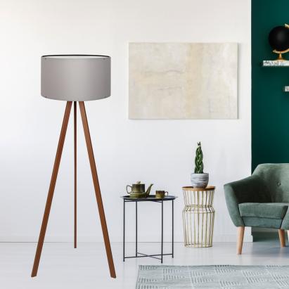 Lampa de podea Newport 140 cm 1 x E27  mdf textil 20 W maro gri [lux.pro] HausGarden Leisure