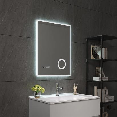 Oglinda baie Lizzano 80x60x3cm alb LED [pro.tec] HausGarden Leisure