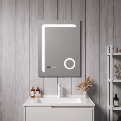 Oglinda baie Chambave 80x60x3cm argintiu cu LED [pro.tec] HausGarden Leisure