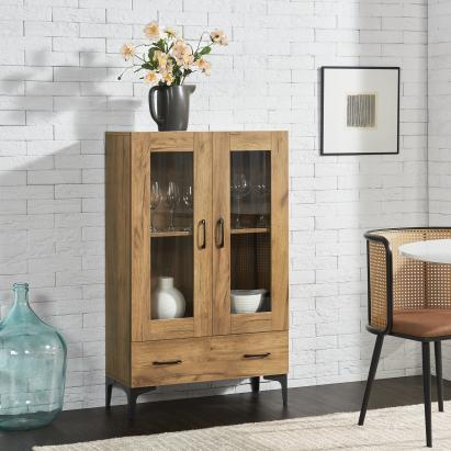 Vitrina Sonderso 115x70x31cm stejar [en.casa] HausGarden Leisure