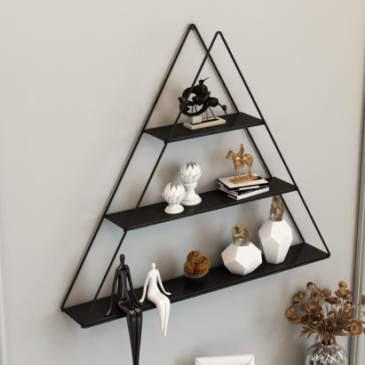 Raft piramida de perete Polvijärvi 59x70x9cm metal negru [en.casa] HausGarden Leisure