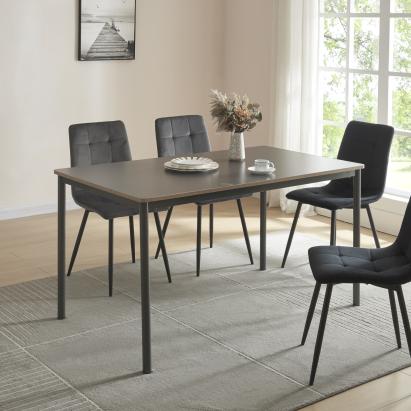 Masa bucatarie Lindesberg 140x80x75cm gri efect stejar negru [en.casa] HausGarden Leisure