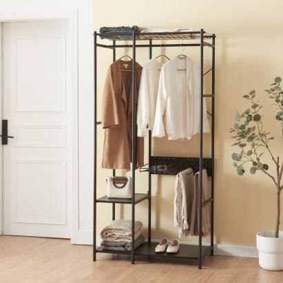 Garderobenständer Brønnøy 182x90x46cm Schwarz [en.casa] HausGarden Leisure