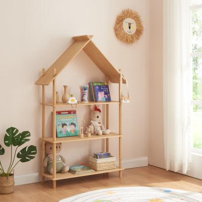 Raft carti copii Hamarøy 137x90x30cm bambus natur [en.casa] HausGarden Leisure