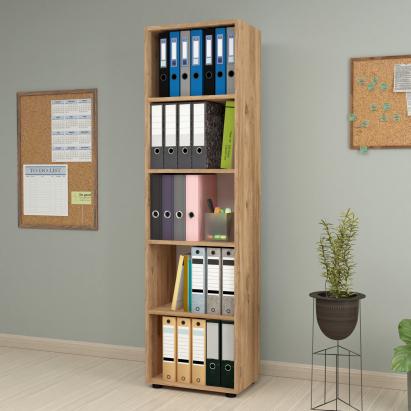 Raft carti Vara 178 x 49 x 30 cm pal stejar cu 5 polite [en.casa] HausGarden Leisure