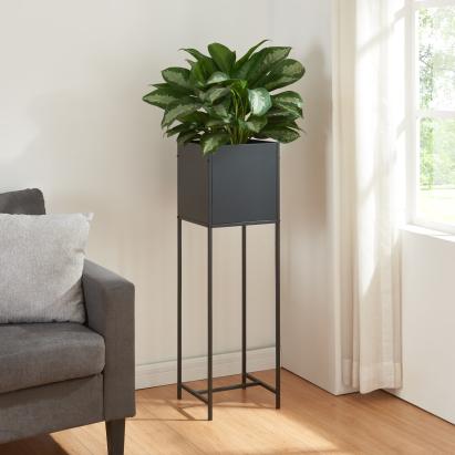 Suport plante Porsgrunn 100x30x30cm metal negru [en.casa] HausGarden Leisure
