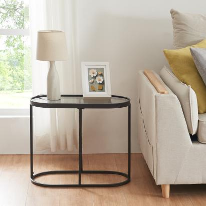 Masuta Luleå 55x27,5x45cm negru [en.casa] HausGarden Leisure