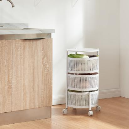 Carucior servire la masa Steigen cu 3 cosuri alb [en.casa] HausGarden Leisure