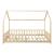 Pat casuta copii Hesel cu grilaj protectie 200x140cm lemn natur [en.casa] HausGarden Leisure