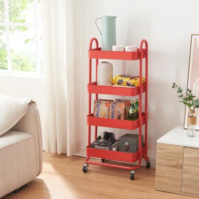 Carucior 4 cosuri servire la masa Pyhäntä 103,5x46x35cm otel rosu [en.casa] HausGarden Leisure