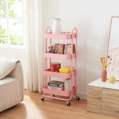 Carucior 4 cosuri servire la masa Pyhäntä 103,5x46x35cm otel roz [en.casa] HausGarden Leisure