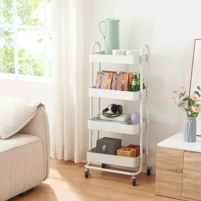 Carucior 4 cosuri servire la masa Pyhäntä 103,5x46x35cm otel alb mat [en.casa] HausGarden Leisure