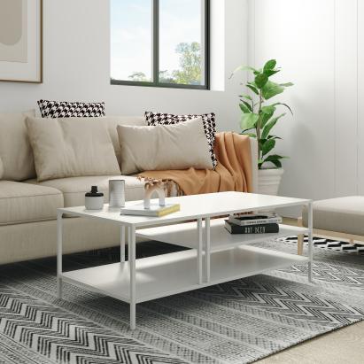 Masuta cafea Kumlinge 40x110x55cm metal alb [en.casa] HausGarden Leisure