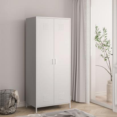 Dulap metalic cu 2 usi Seinäjoki 180x76x50cm otel alb [en.casa] HausGarden Leisure