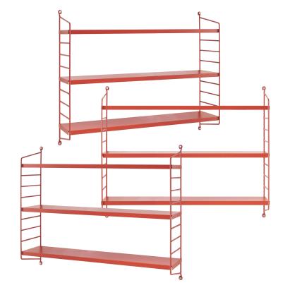 Set 3 buc raft perete Strängnäs 50x60x15cm otel rosu [en.casa] HausGarden Leisure