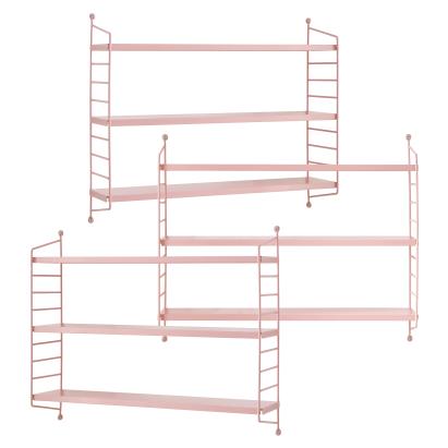 Set 3 buc raft perete Strängnäs 50x60x15cm otel roz [en.casa] HausGarden Leisure