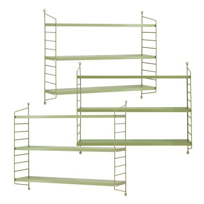 Set 3 buc raft perete Strängnäs 50x60x15cm otel verde maslina [en.casa] HausGarden Leisure