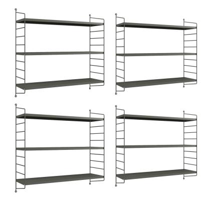 Set 4 buc raft perete Strängnäs 50x60x15cm otel antracit [en.casa] HausGarden Leisure