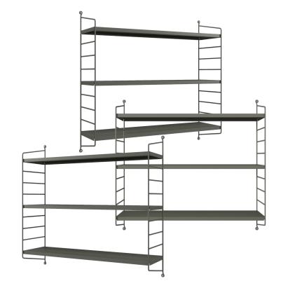 Set 3 buc raft perete Strängnäs 50x60x15cm otel antracit [en.casa] HausGarden Leisure