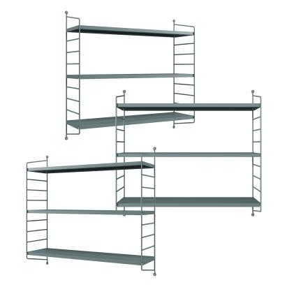 Set 3 buc raft perete Strängnäs 50x60x15cm otel gri albastrui [en.casa] HausGarden Leisure