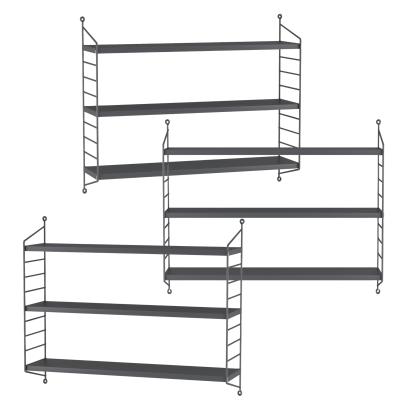 Set 3 buc raft perete Strängnäs 50x60x15cm otel gri inchis [en.casa] HausGarden Leisure