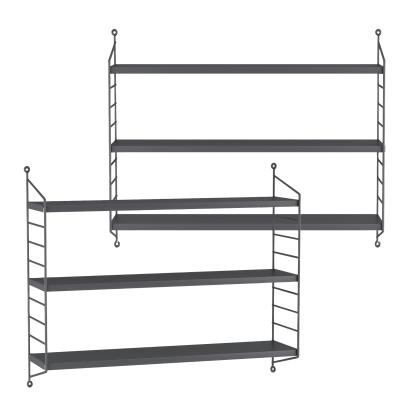 Set 2 buc raft perete Strängnäs 50x60x15cm otel gri inchis [en.casa] HausGarden Leisure