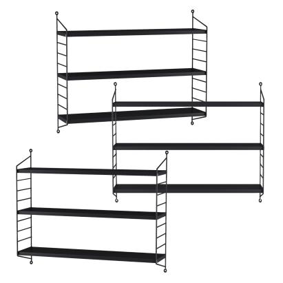 Set 3 buc raft perete Strängnäs 50x60x15cm otel negru [en.casa] HausGarden Leisure