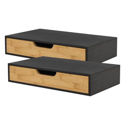 Set 2 buc raft perete Bokn 40x24x8cm bambus negru natur [en.casa] HausGarden Leisure
